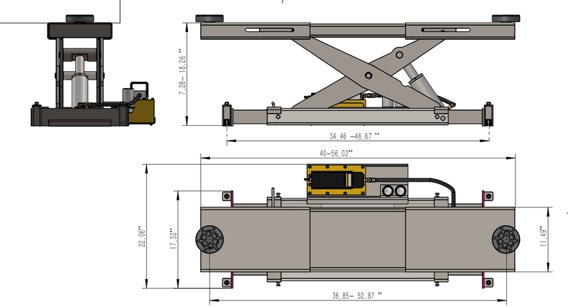 Olympic 4PHDA-RJ 7,000 lb Center Bridge Jack for Open Front Alignment Lifts