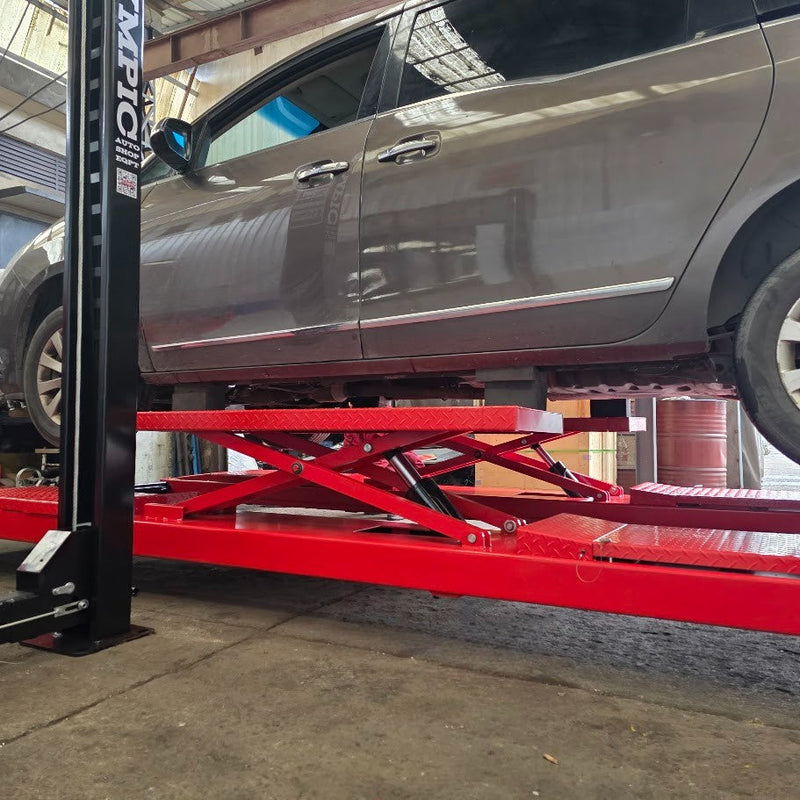 Olympic 4PXL-10B Bad Boy XL Portable 10,000 lb 4-Post Car Lift with Built-In 6,500 lb Scissor Jacks