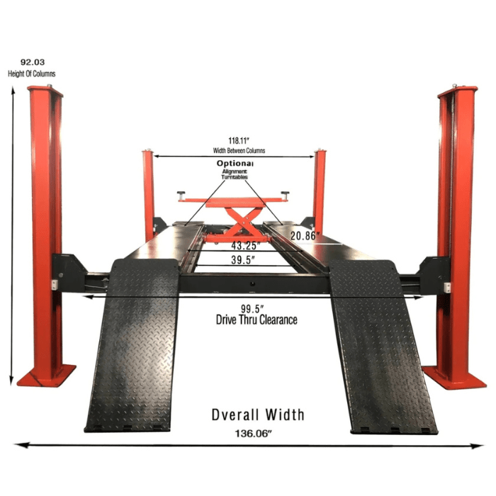 Katool 4-Post Alignment Lift - 15,000lb Capacity. Rolling Jack Included | KT-4H150