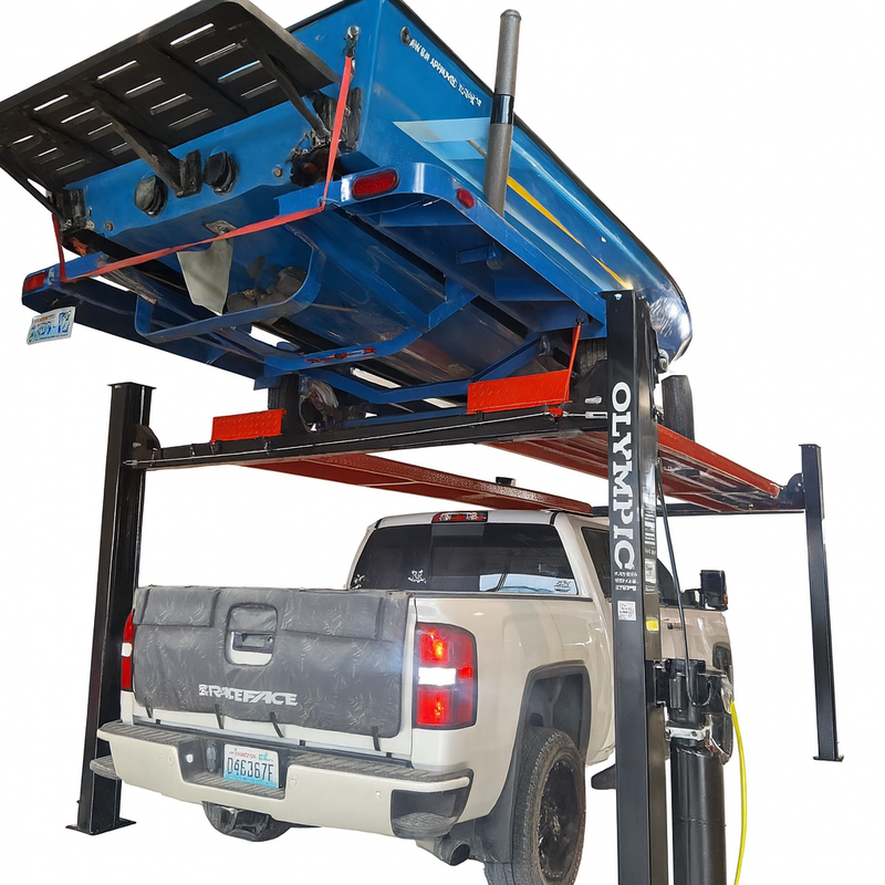 Olympic HDMBL-10 “The Skipper” 10,000 lb Portable Boat & Trailer Lift – Extra-Wide 4-Post Storage Lift with Adjustable Runway