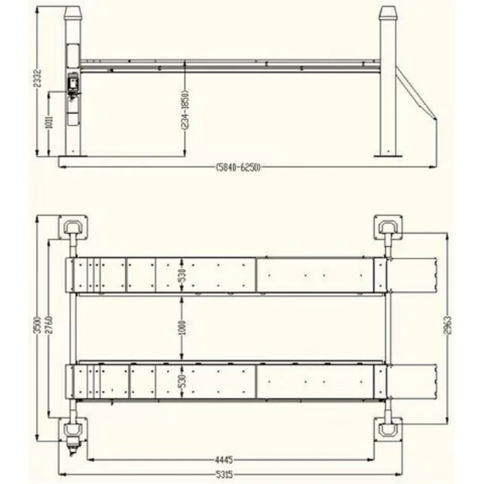 Katool 4-Post Alignment Lift - 15,000lb Capacity. Rolling Jack Included | KT-4H150