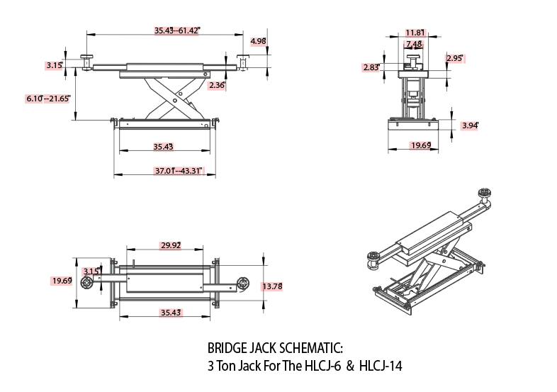 Olympic HLCJ-14 7,000 lb Center Bridge Jack for Alignment Lifts