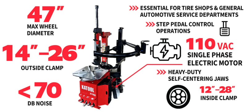 Katool KT-T850 - Tire Changer (Tilt-Arm, 47 in)