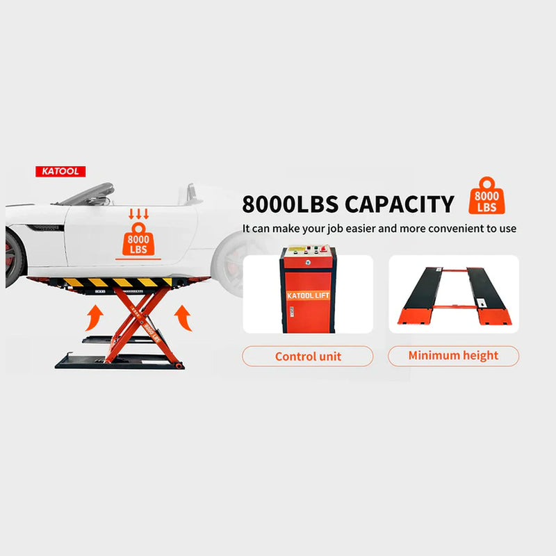 Katool X90E - Scissor Car Lift (8,000 lb, Mid-Rise, 47 in)