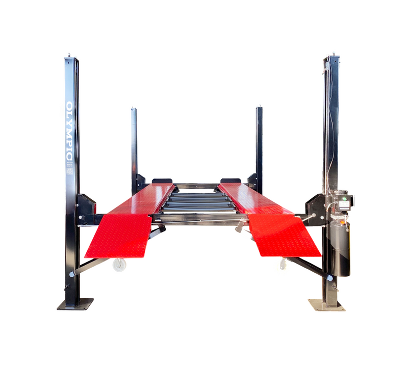 Olympic 4PHR-9X 9,000 lb High-Rise Portable 4-Post Car Storage Lift – Extra Wide & Long