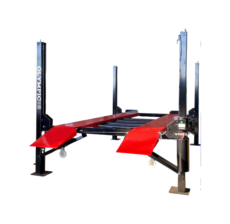 Olympic 4PHR-9X 9,000 lb High-Rise Portable 4-Post Car Storage Lift – Extra Wide & Long