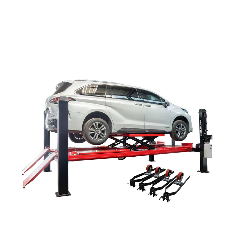 Olympic 4PXLA-10 “The Dually” 10,000 lb 4-Post Alignment Lift with Built-In Scissor Jacks – Adjustable Runways – Portable Vehicle Lift – 10-Year Warranty – Free Shipping