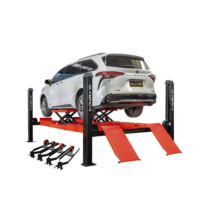 Olympic 4PXLA-10 “The Dually” 10,000 lb 4-Post Alignment Lift with Built-In Scissor Jacks – Adjustable Runways – Portable Vehicle Lift – 10-Year Warranty – Free Shipping