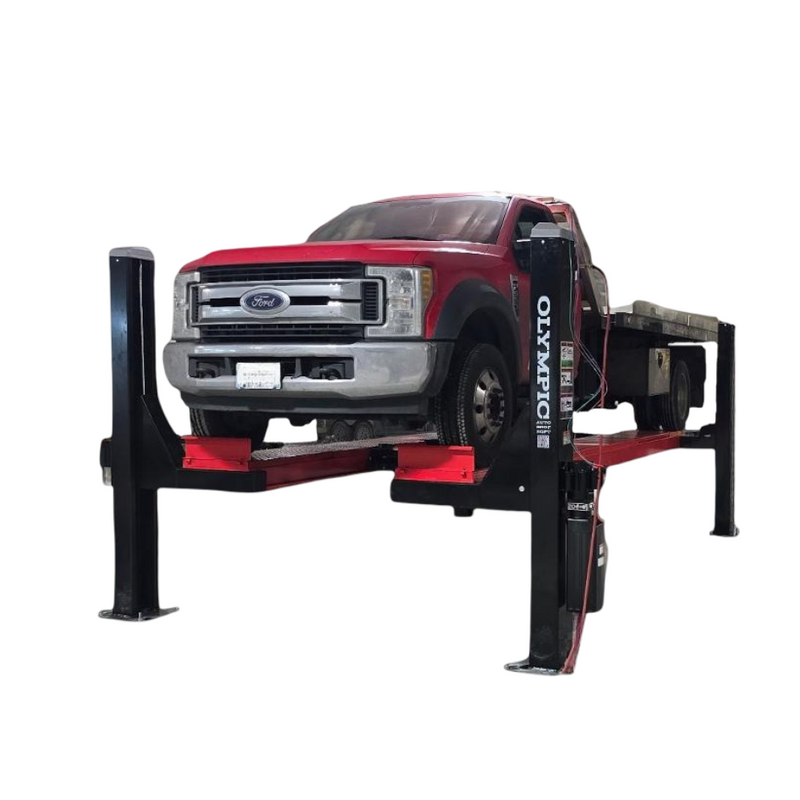 Model: Olympic 4PHDXLA-15 / Open Front Alignment Lift / 15,000-lb. Capacity Car & Truck Maintenance / Turntables / Slip Plates / 138″ W X 246″ L / 10-Year Warranty / SHIPS FREE!