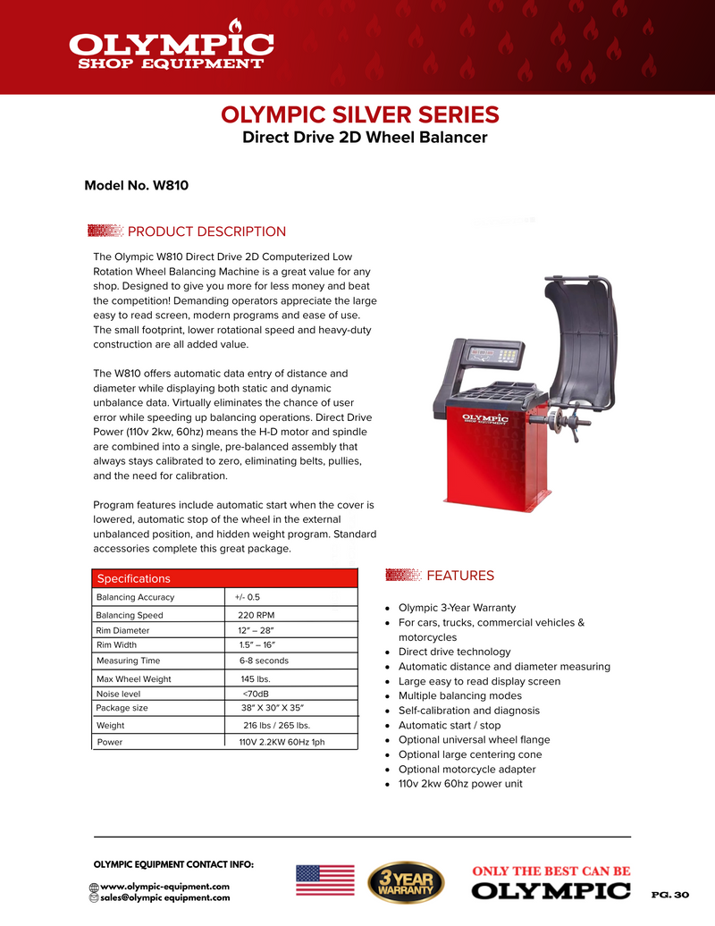 Olympic W810 2D Computerized Wheel Balancer