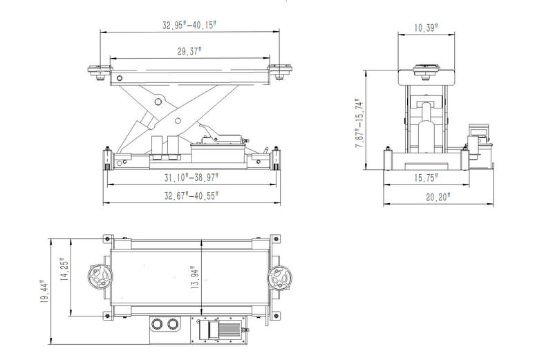Olympic YZRCJ-35 3,500 lb Pneumatic Rolling Bridge Jack